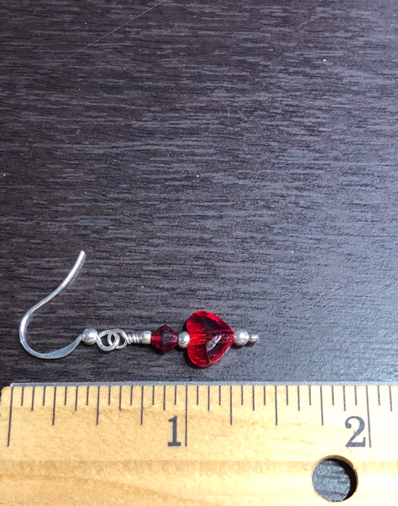 Valentine Red Heart Crystals Silver Necklace and Matching Dangle Earrings