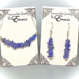 Silver and Tanzanite Necklace and Earrings Set, December Birthstone Jewelry, Handmade Jewelry for Women, Gift for Her