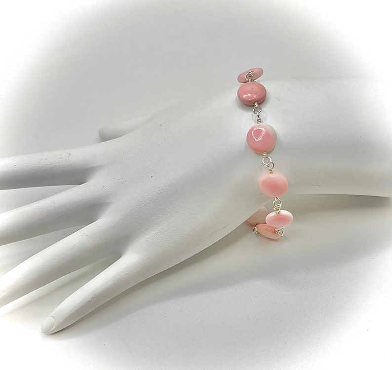 Pink Queen Conch Shell Bracelet in Sterling Silver or 14k gold filled, Tropical Beach Bracelet, Handmade Jewelry for Women, Key West Jewelry image 3