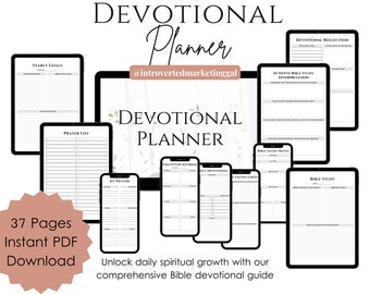 Planificador Devocional / Guía de Estudio Bíblico / Gratitud Diaria / Solicitudes de Oración / Planificador de Estudio Bíblico / Guía Bíblica / Horario Bíblico Mensual