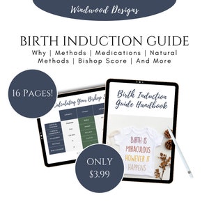 Induction Guide handbook, Birth Doula Client Workbook, Induction Plan, Doula Handouts, Printable Doula Handouts, Induction Guide for Family