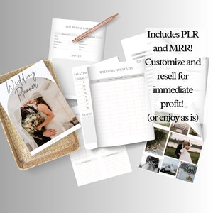 Planejador de casamento de 50 páginas download instantâneo de PDF | editar no canva | PLR e MMR para obter lucro! Orçamento de casamento, lista de convidados, tabela de assentos e muito mais!