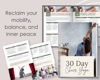 30-Day Chair Yoga Guide | Low impact exercise guide | Instant Download | Use in your yoga practice