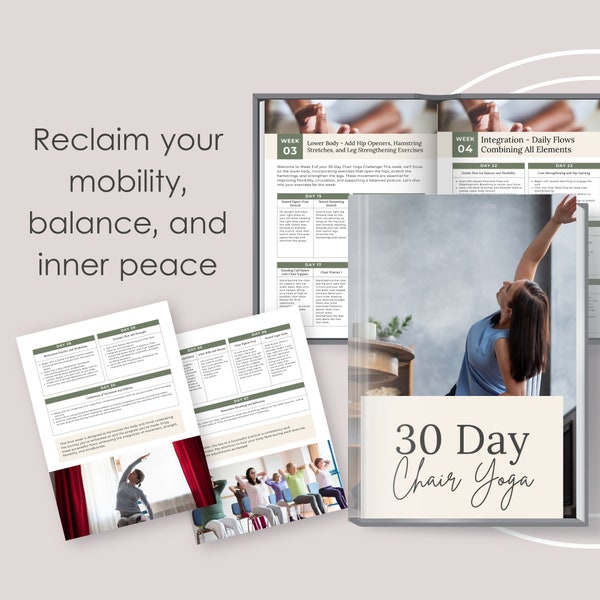 30-Day Chair Yoga Guide | Low impact exercise guide | Instant Download | Use in your yoga practice