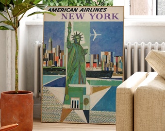 Póster vintage de American Airlines de Nueva York (1964)