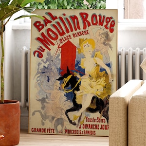 Bal Au Moulin Rouge Place Blanche Poster by Jules Cheret 1900 Poster - Wall Art - Graphic Poster - Vintage Print - Paris - Vintage Poster