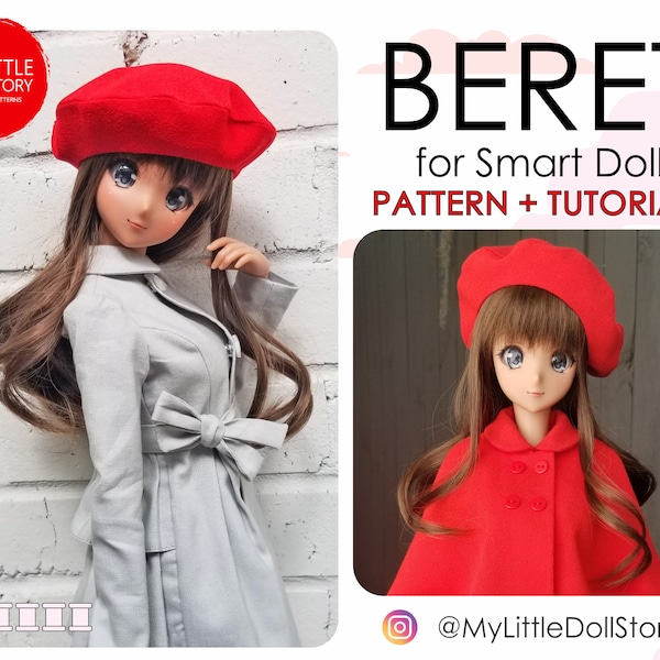 Smart Doll Pattern of BERET in digital PDF format and for dolls similar sizes 1/3 scale BJD.