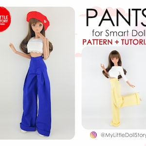 Smart Doll Pattern of wide leg PANTS in digital PDF format and for dolls similar sizes 1/3 scale BJD.
