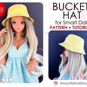 Smart Doll Pattern of the BUCKET HAT Panama in digital PDF format and for dolls with a similar 1/3 or 60cm scale size.