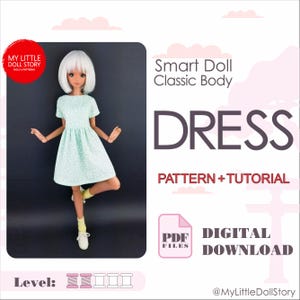 Smart Doll Pattern of the DRESS in digital PDF format for small (default) bust and medium size bust. The pattern of the dress.