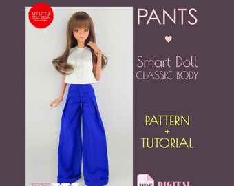 Smart Doll Pattern of wide leg PANTS in digital PDF format and for dolls similar sizes 1/3 scale BJD.