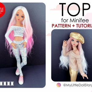 デジタル PDF 形式の TOP の Minifee パターンと同様の 1/4 スケール BJD 人形。