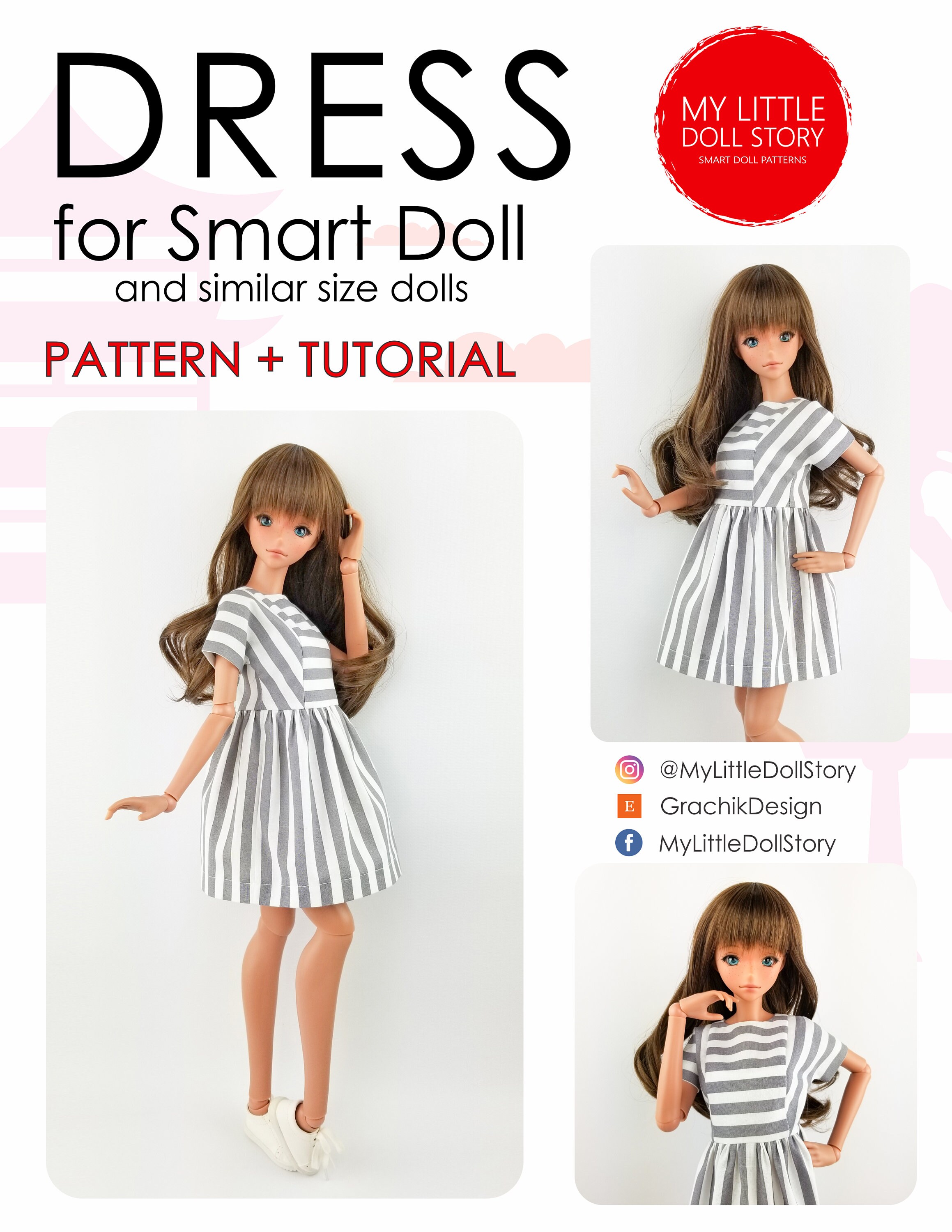 Smart Doll Pattern of the DRESS in digital PDF format for Etsy