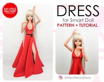 Smart Doll Pattern of DRESS in digital PDF format for small (default) bust and medium size bust.