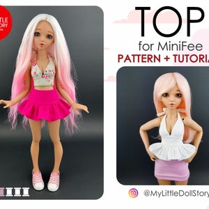 デジタル PDF 形式の TOP の Minifee パターンと同様の 1/4 スケール BJD 人形。