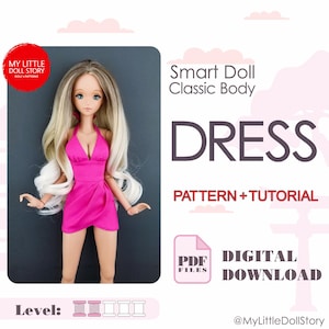 Smart Doll Pattern of DRESS in digital PDF format for small (default) bust and medium size bust.