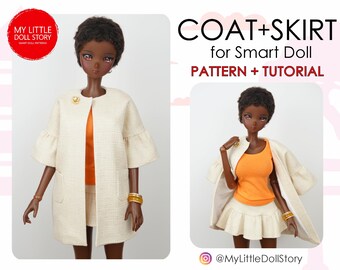 Smart Doll Pattern of COAT and SKIRT in digital PDF format and for dolls similar sizes 1/3 scale bjd.