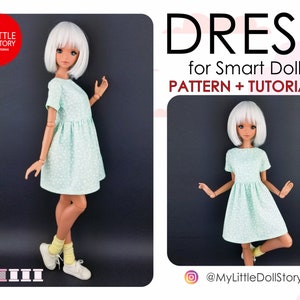 Smart Doll Pattern of the DRESS in digital PDF format for small (default) bust and medium size bust. The pattern of the dress.