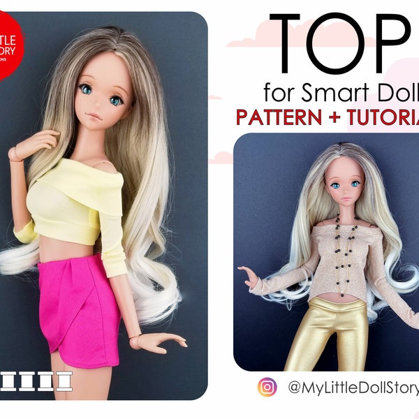 Smart Doll Pattern of the off-shoulder TOP in digital PDF format for Smart Doll and similar 1/3 scale sizes BJD dolls.