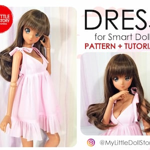 Smart Doll Pattern of DRESS in digital PDF format for small (default) bust and medium size bust.