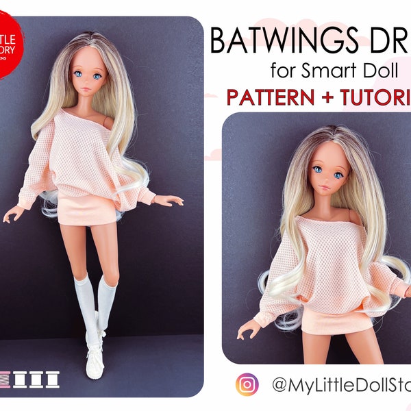 Smart Doll Pattern of the batwings disco DRESS in digital PDF format for small (default) bust and medium size bust.