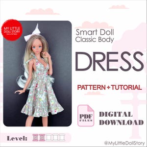 Smart Doll Pattern of DRESS in digital PDF format for small (default) bust and medium size bust.