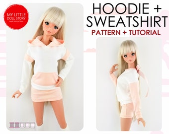 Smart Doll Pattern of the HOODIE and SWEATSHIRT in digital PDF format for small (default) bust and medium size bust.