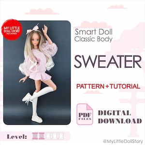 Smart Doll Pattern of the jersey SWEATER in digital PDF format for small (default) bust and medium size bust.