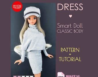 Smart Doll Pattern of the jersey DRESS in digital PDF format for small (default) bust and medium size bust. The pattern of the dress.