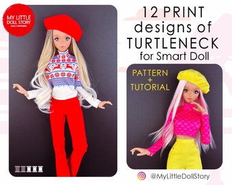 Smart Doll Turtleneck PATTERN. Sewing Pattern for Smart Doll, DD and Similar Sizes. Doll clothes patterns pdf. Spoonflower tutorail