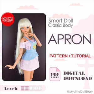 Smart Doll Pattern of APRON in digital PDF format for small (default) bust and medium size bust. Feeple60 pattern.
