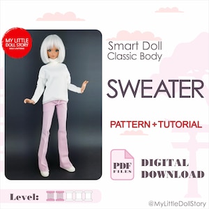 Smart Doll Pattern of the jersey SWEATER in digital PDF format for small (default) bust and medium size bust.