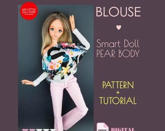 Smart Doll Pattern of the jersey DRESS in digital PDF format for small (default) bust and medium size bust. The pattern of the dress.