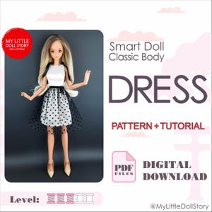 Smart Doll Pattern of DRESS in digital PDF format for small (default) bust and medium size bust.