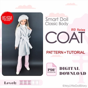 Smart Doll Pattern of the COAT without lining in DIGITAL PDF format for small (default) bust and medium size bust.
