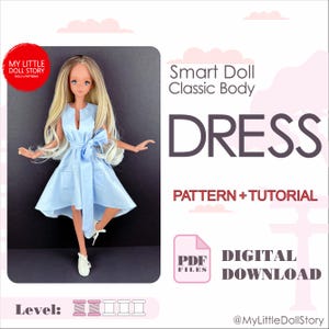 Smart Doll PATTERN of DRESS in digital PDF format for small (default) bust and medium size bust.