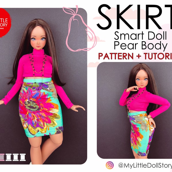 Smart Doll Pear Body Pattern of the Highwaist Jersey SKIRT in digital PDF format for Medium Bust Bundle (Standard and Smooth).