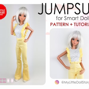 Smart Doll Pattern of the JUMPSUIT in DIGITAL PDF format for small (default) bust and medium size bust and for similar 1/3 scale size dolls.