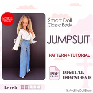 Smart Doll Pattern of the JUMPSUIT in DIGITAL PDF format for small (default) bust and medium size bust and for similar 1/3 scale size dolls.