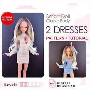 Smart Doll Pattern of two DRESSES in digital PDF format for small (default) bust and medium size bust.
