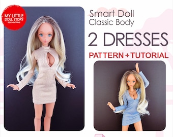Smart Doll Pattern of two DRESSES in digital PDF format for small (default) bust and medium size bust.