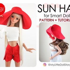 Smart Doll Pattern of the SUN HAT Panama in digital PDF format and for dolls with a similar 1/3 or 60cm scale size.