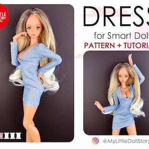 Smart Doll Pattern of the DRESS in digital PDF format for small (default) bust and medium size bust.