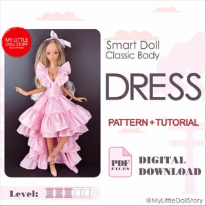 Smart Doll Pattern of DRESS in digital PDF format for small (default) bust and medium size bust.