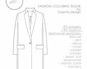 Coloring book for adult. Fashion coloring book. Fashion for adults and girls PDF file