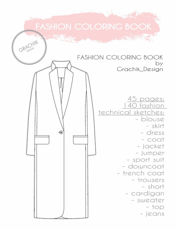 Download Fashion Coloring Book Fashion For Adults And Girls Pdf File Etsy