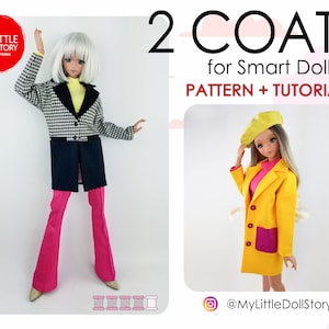 Smart Doll Pattern of the COAT in DIGITAL PDF format for small (default) bust and medium size bust.