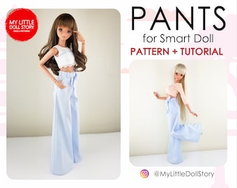 Smart Doll Pattern of the wide leg PANTS in digital PDF format and for dolls similar sizes 1/3 scale BJD.