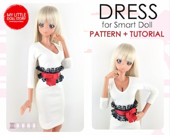 Smart Doll Pattern of DRESS in digital PDF format for small (default) bust and medium size bust.