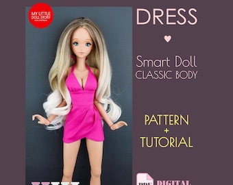 Smart Doll Pattern of DRESS in digital PDF format for small (default) bust and medium size bust.